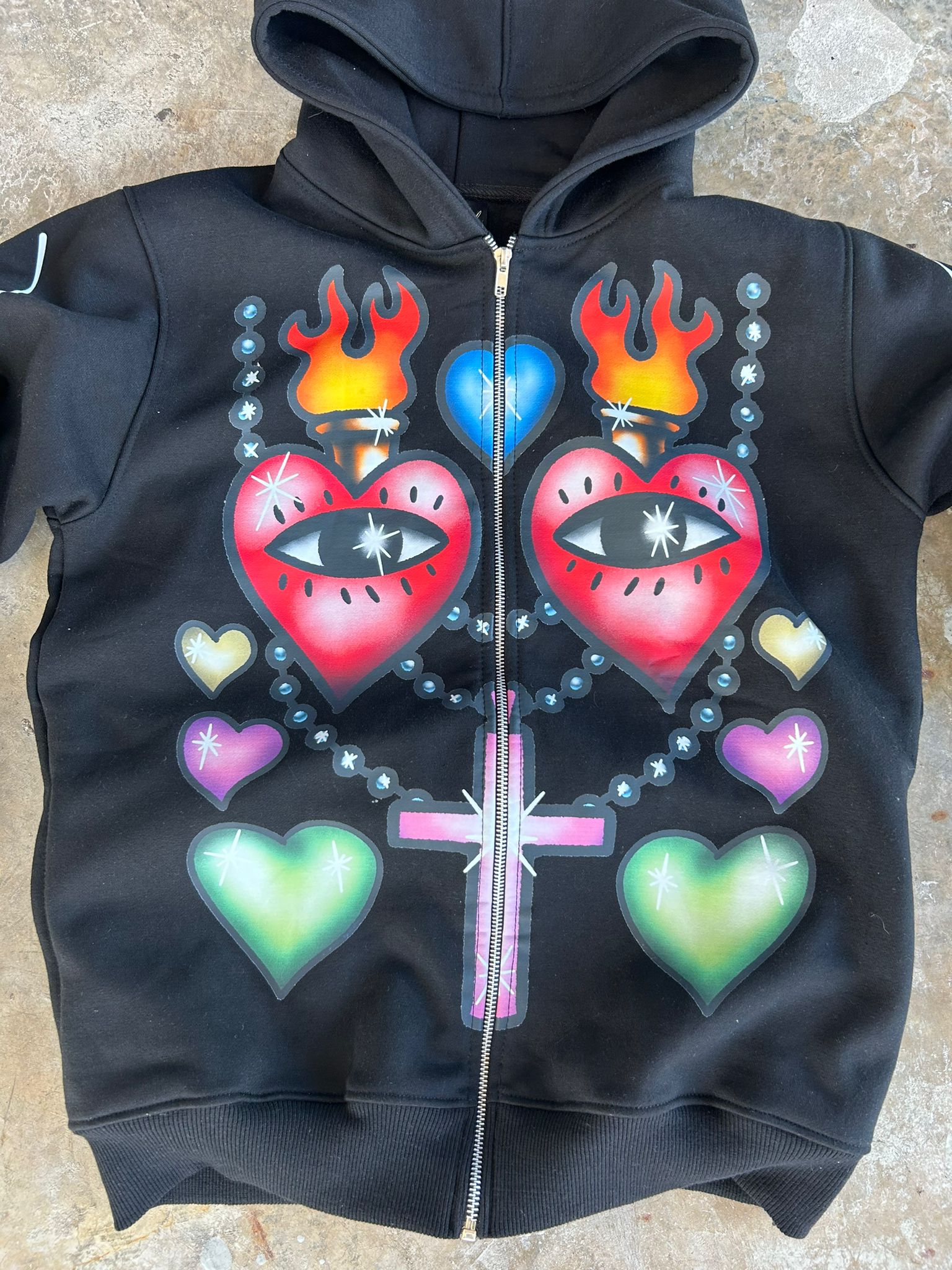 Black Childish Hearts Hoodie
