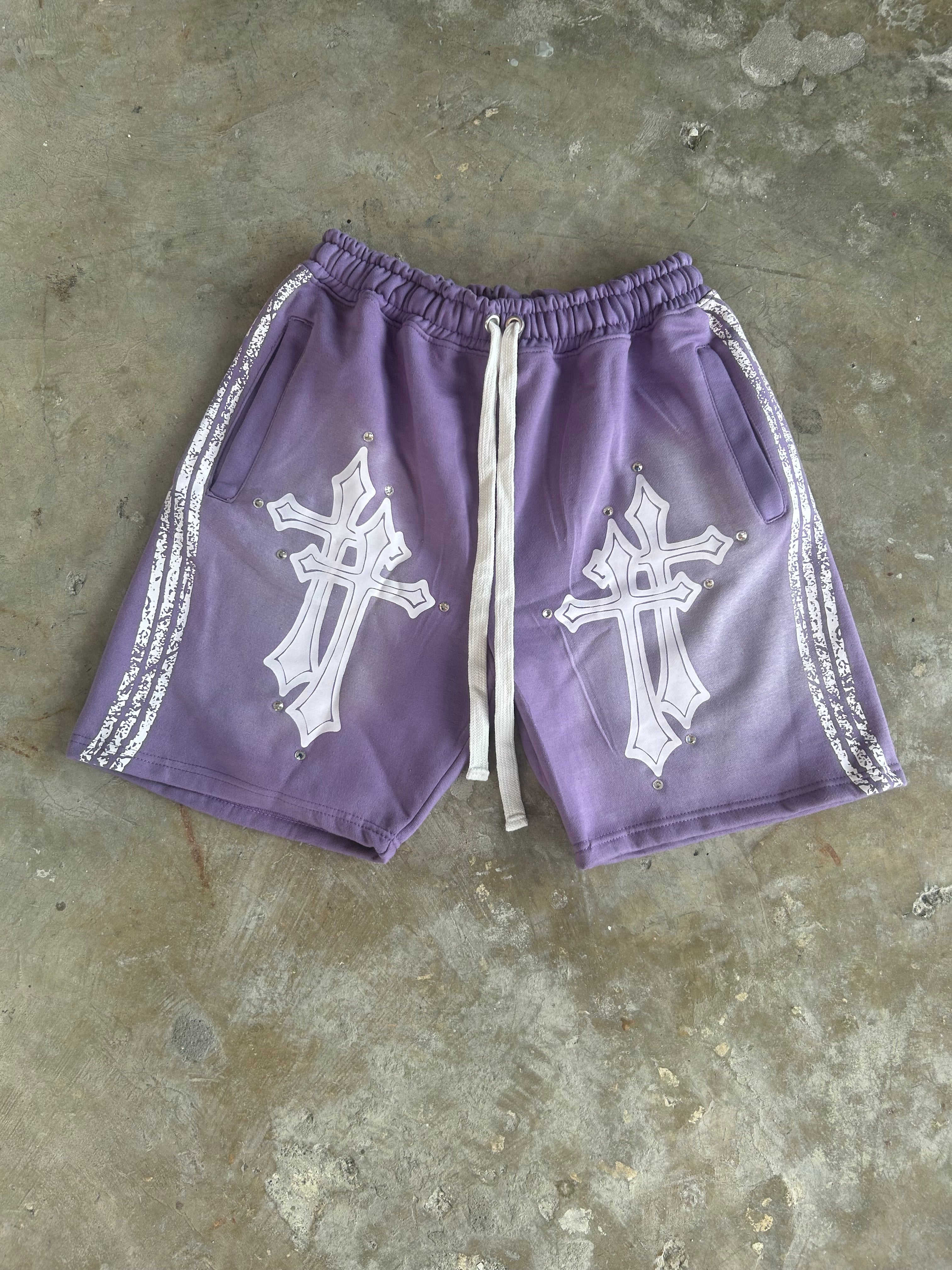 Purple Double Cross Shorts