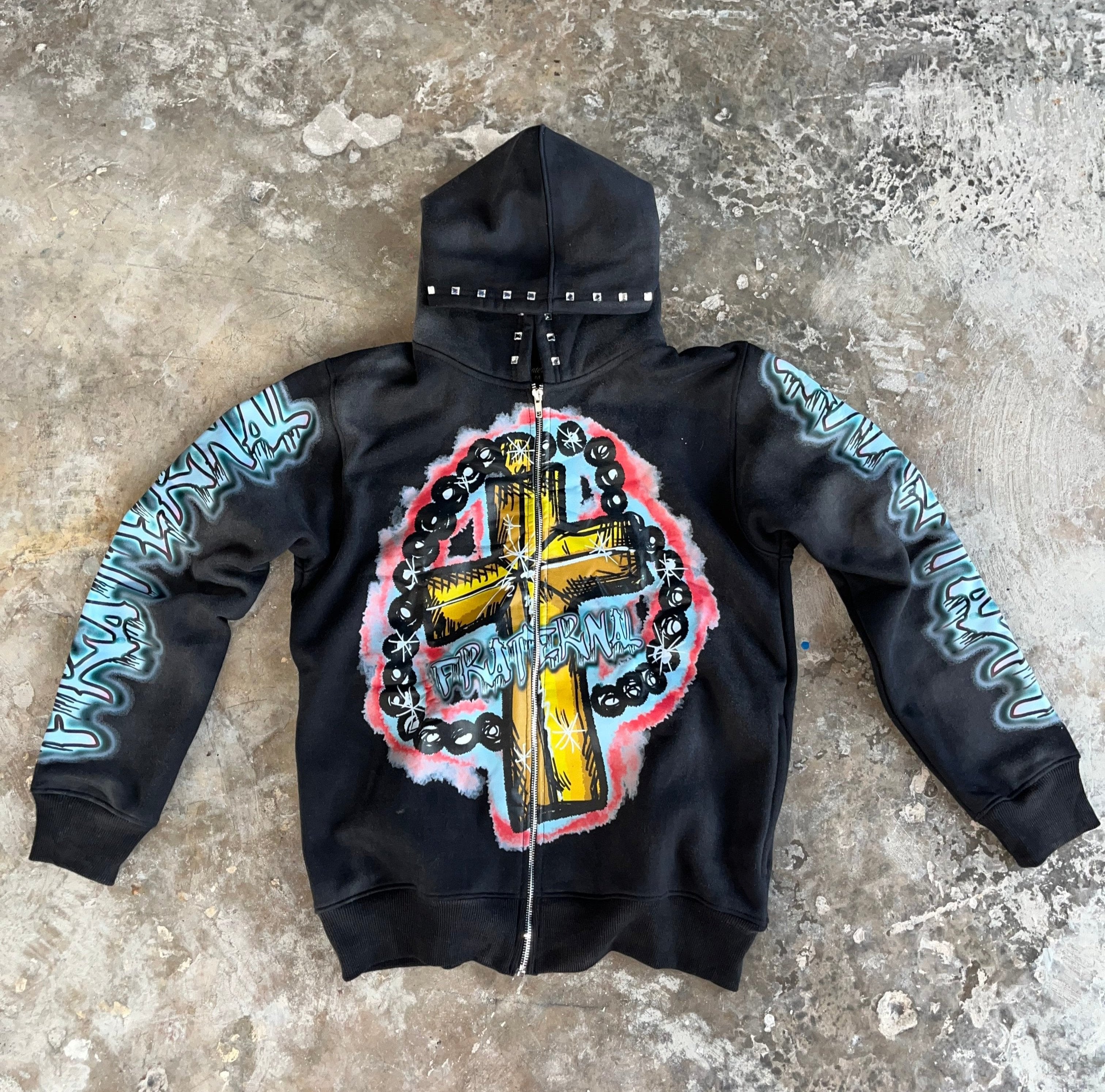 BLACK ROSARY HOODIE