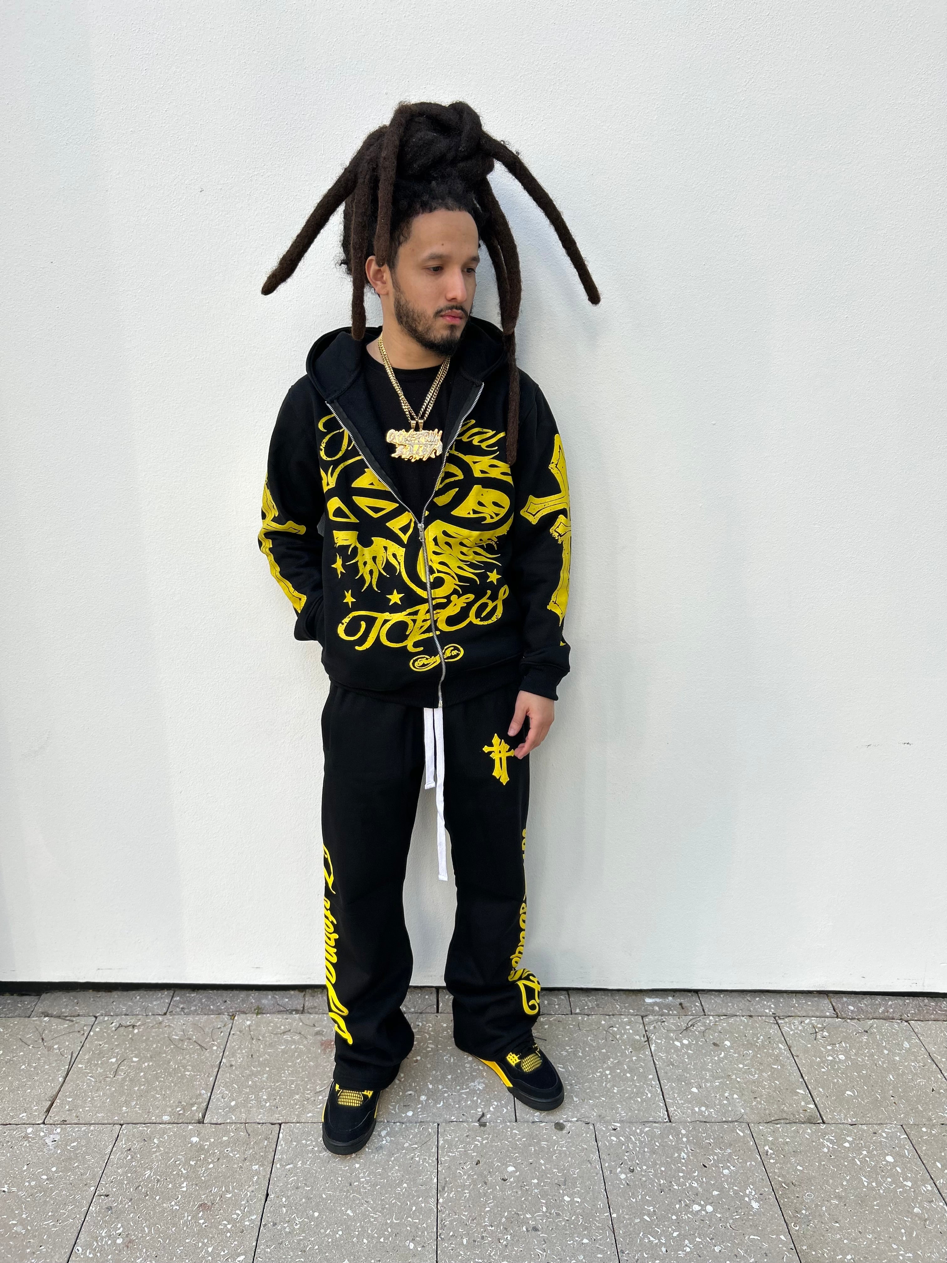 Black/Yellow OG Zip Up Hoodie