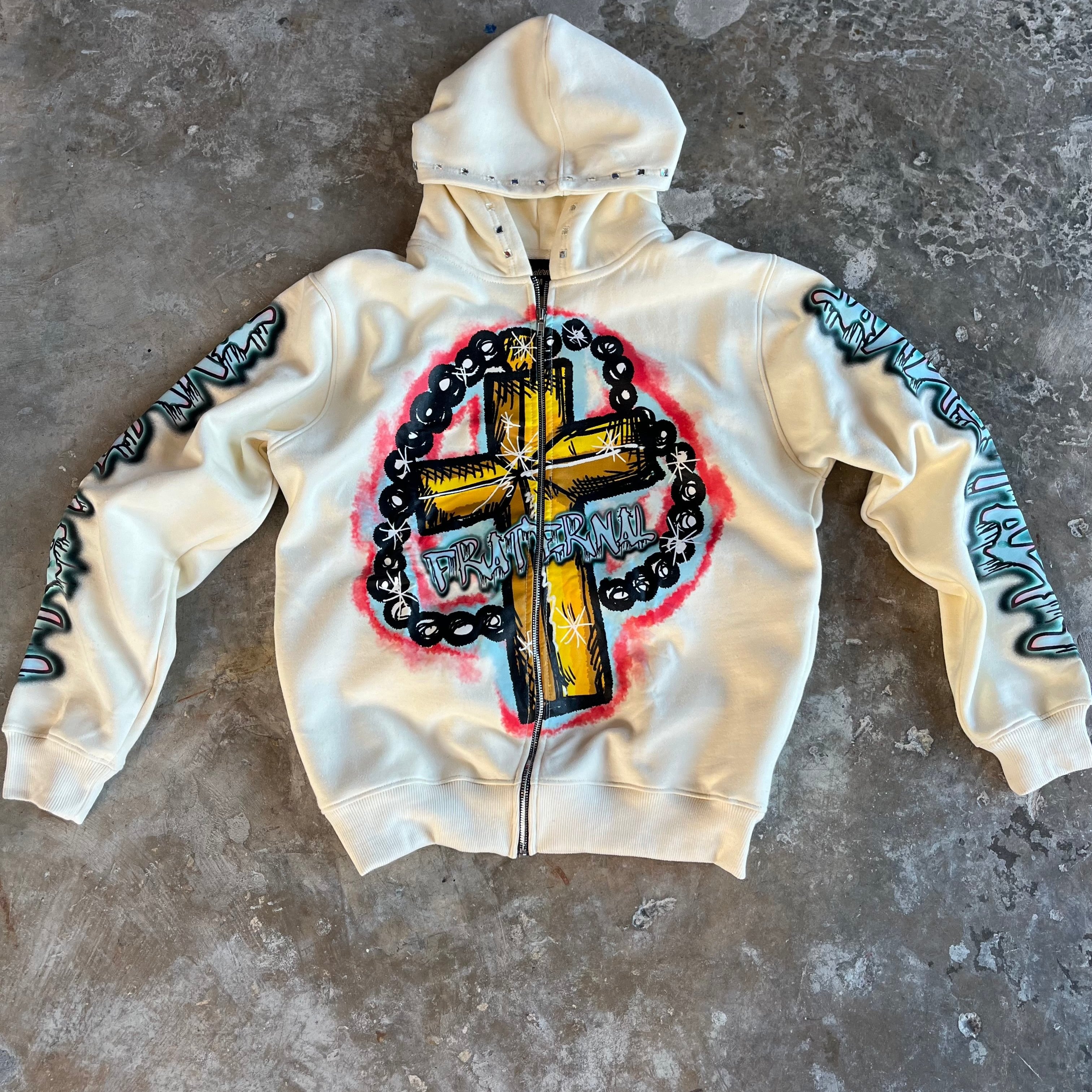 CREAM ROSARY HOODIE