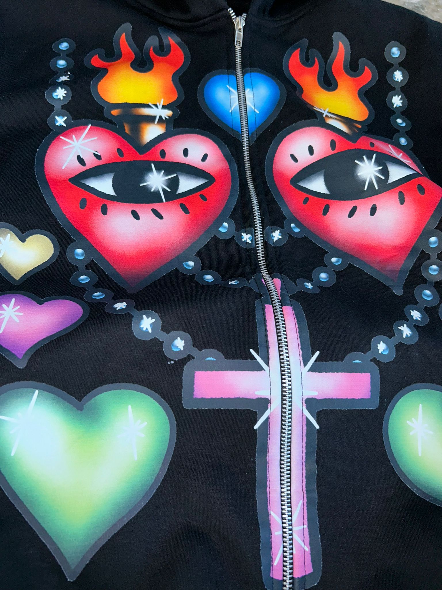 Black Childish Hearts Hoodie