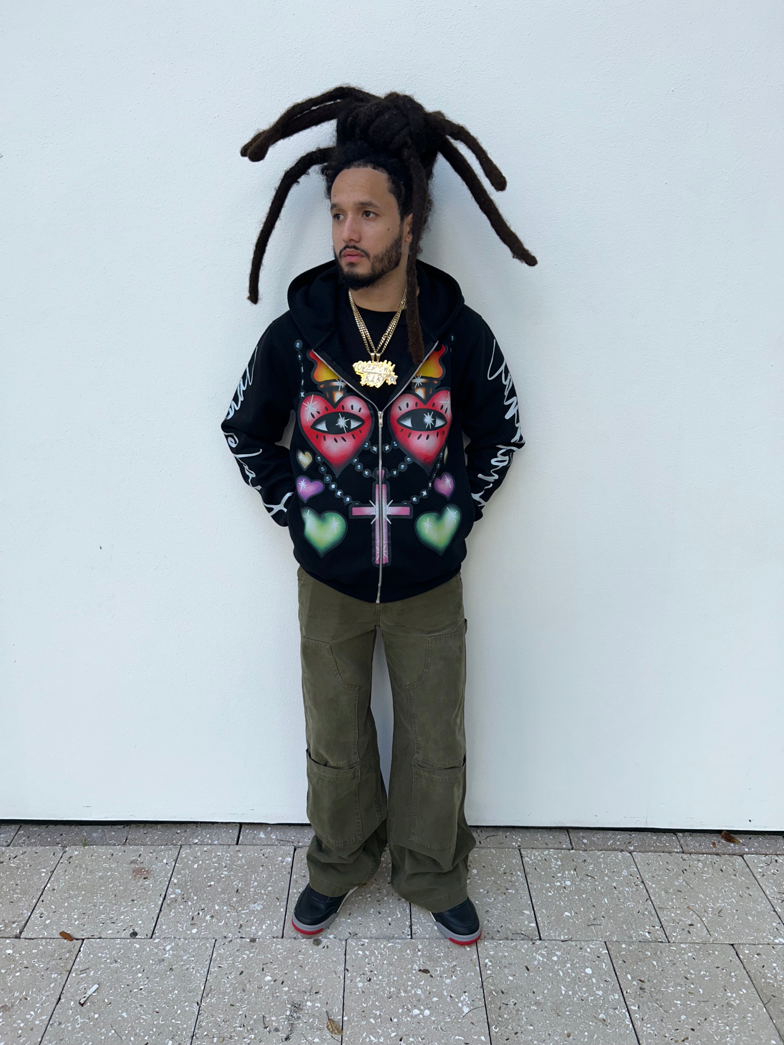 Black Childish Hearts Hoodie