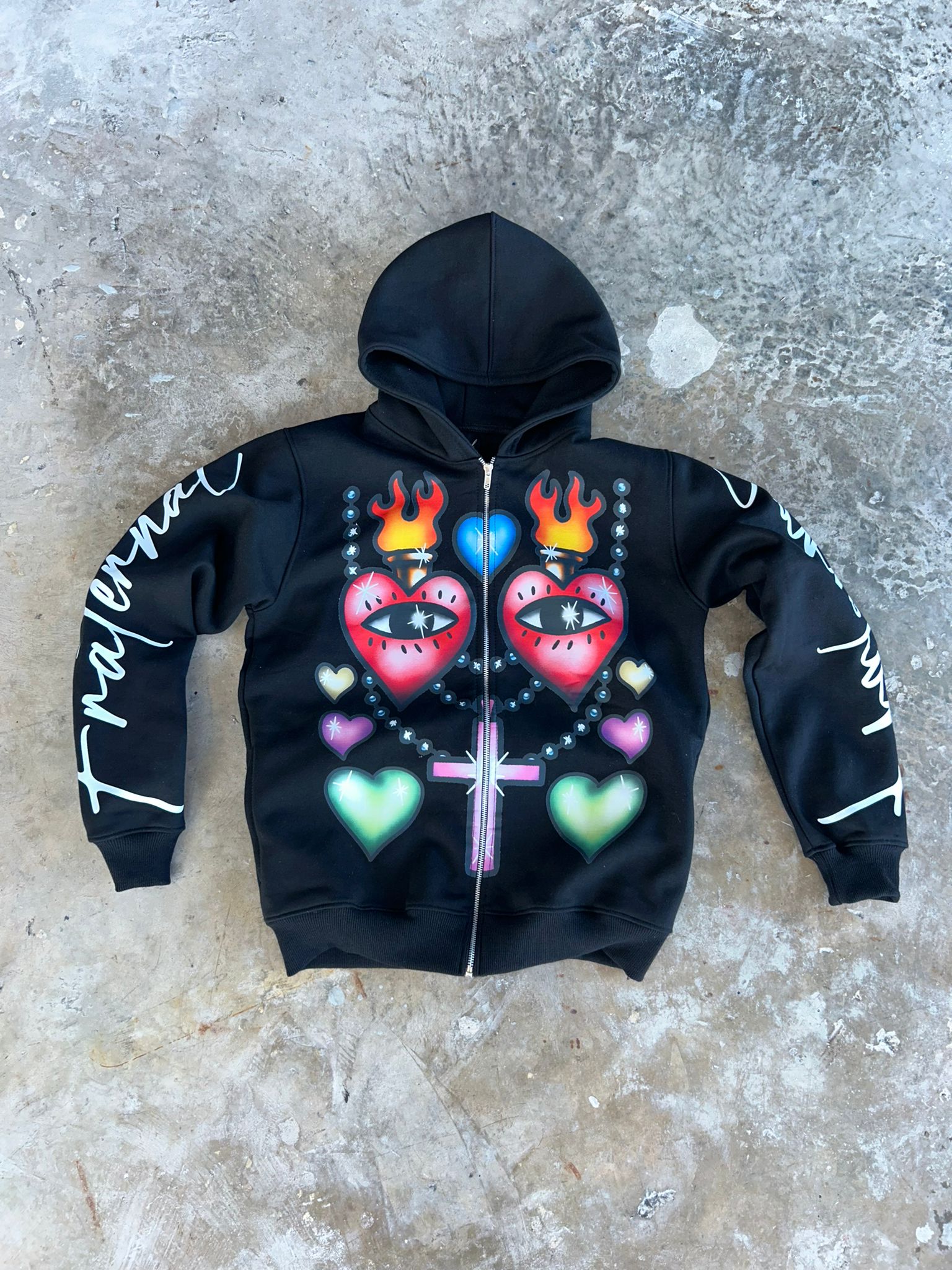 Black Childish Hearts Hoodie