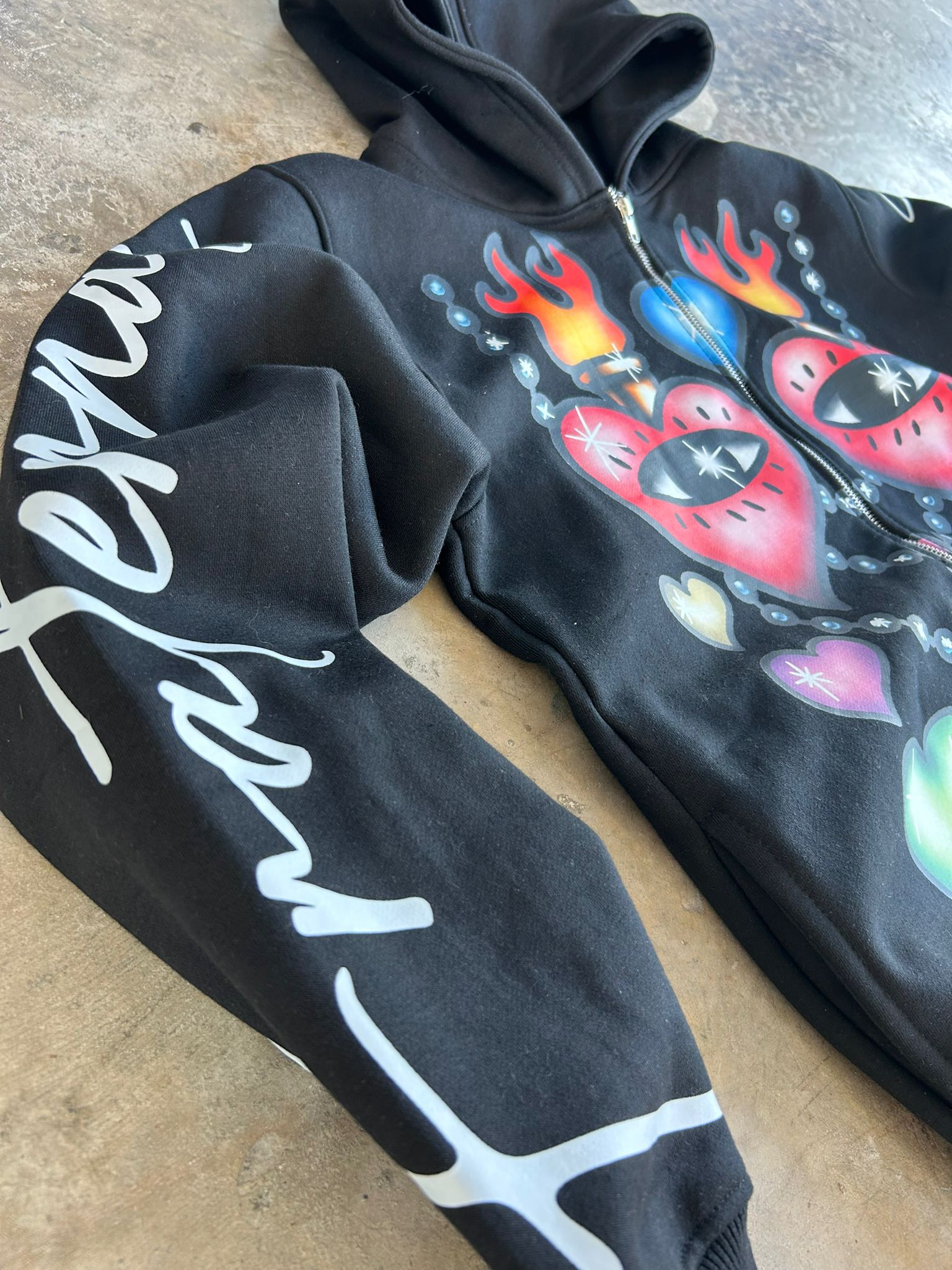 Black Childish Hearts Hoodie