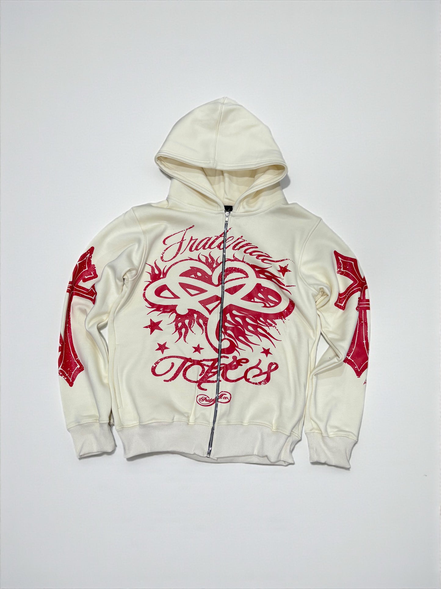 Cream/Red OG Zip Up Hoodie