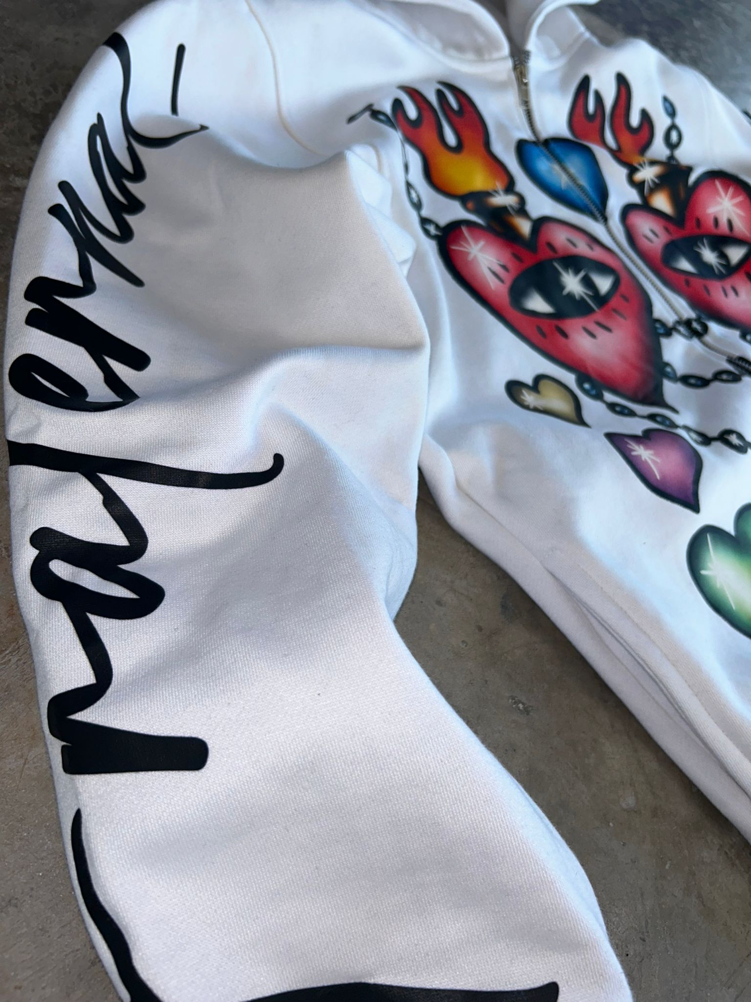White Childish Hearts Hoodie