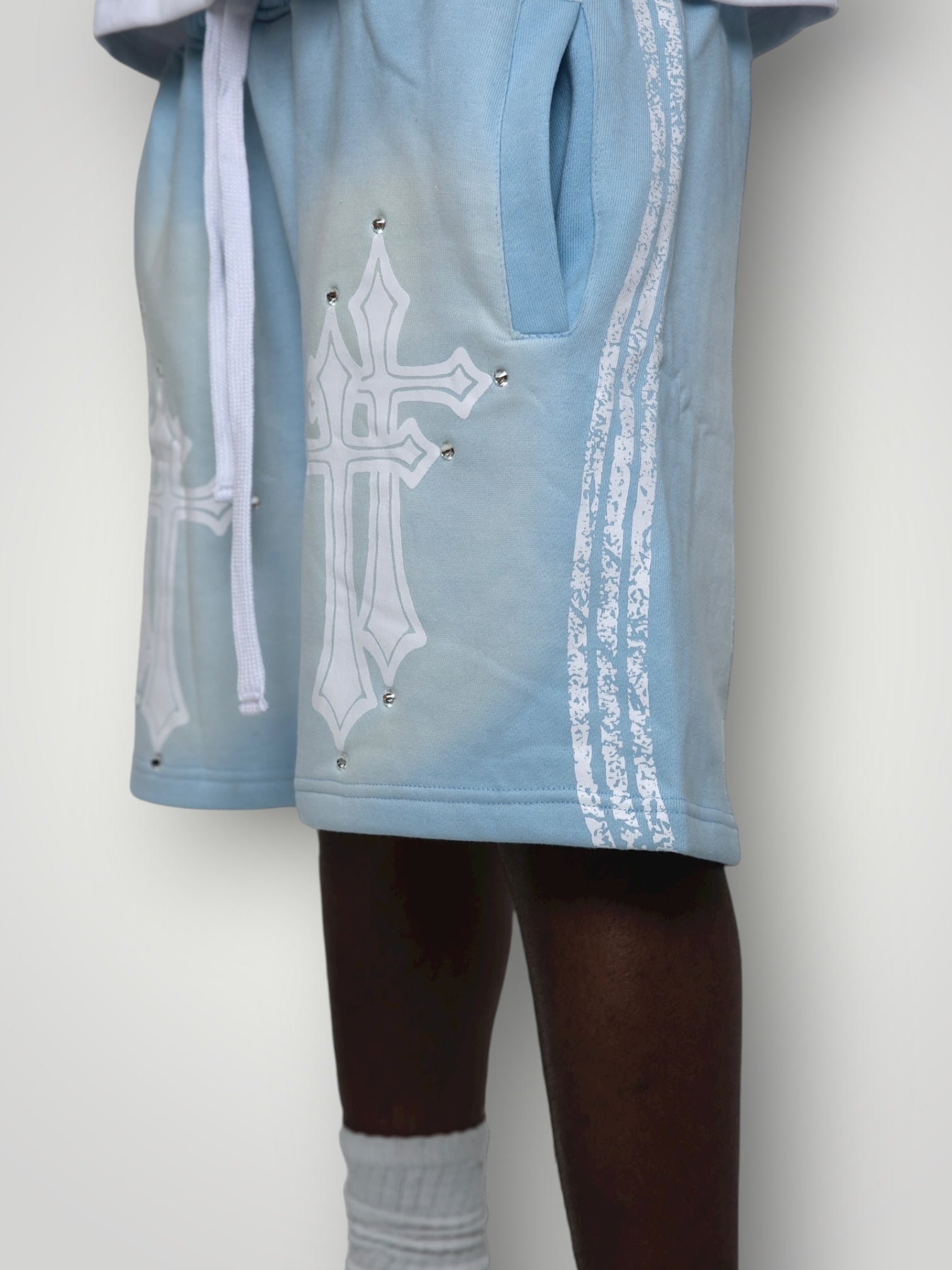 Baby Blue Double Cross Shorts
