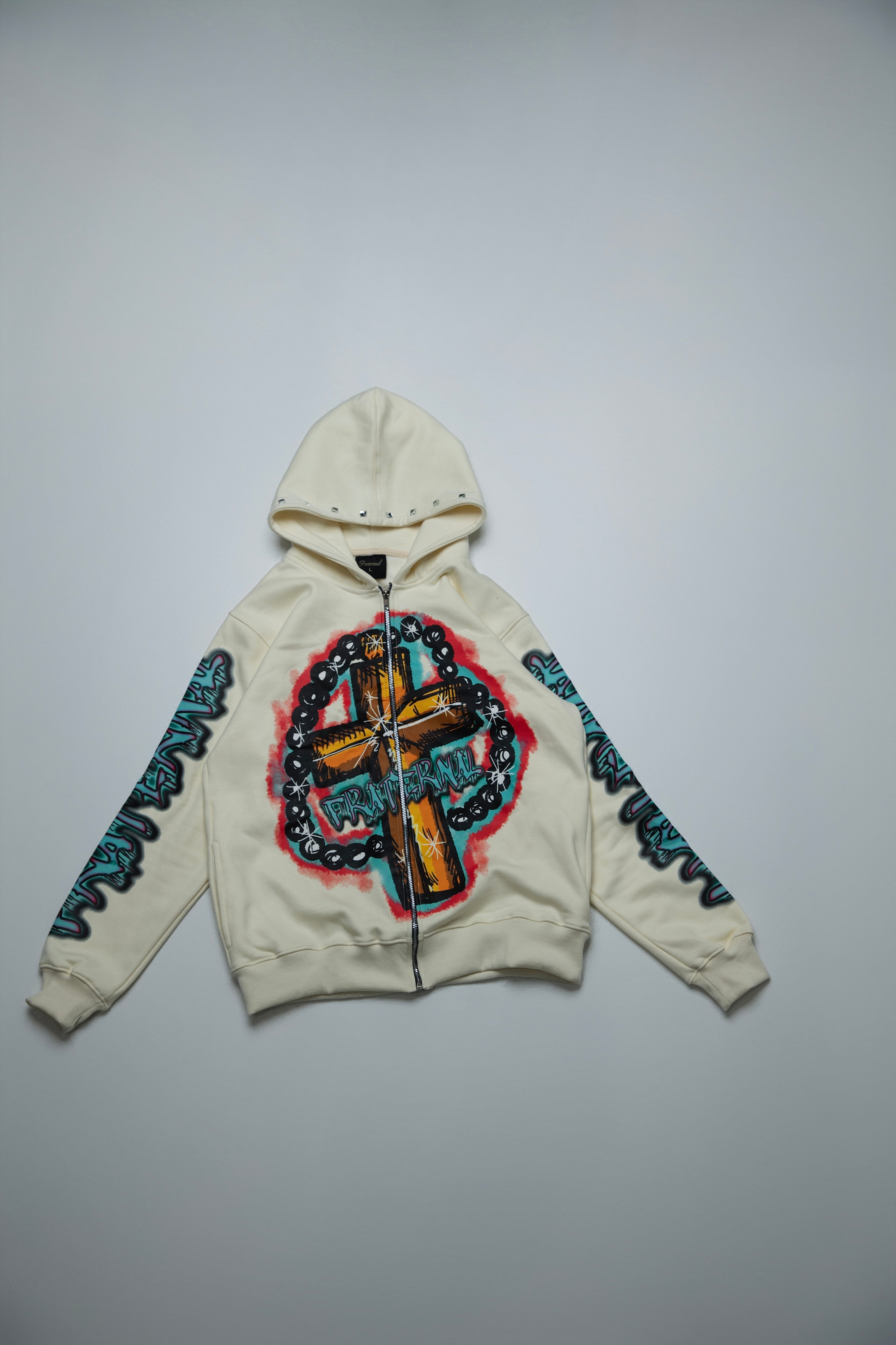 CREAM ROSARY HOODIE