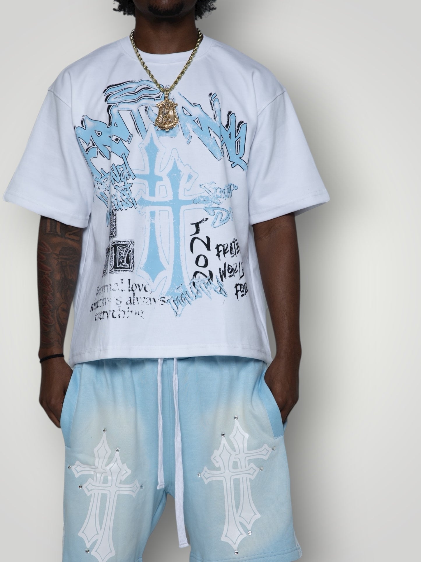 Baby Blue Double Cross TShirt