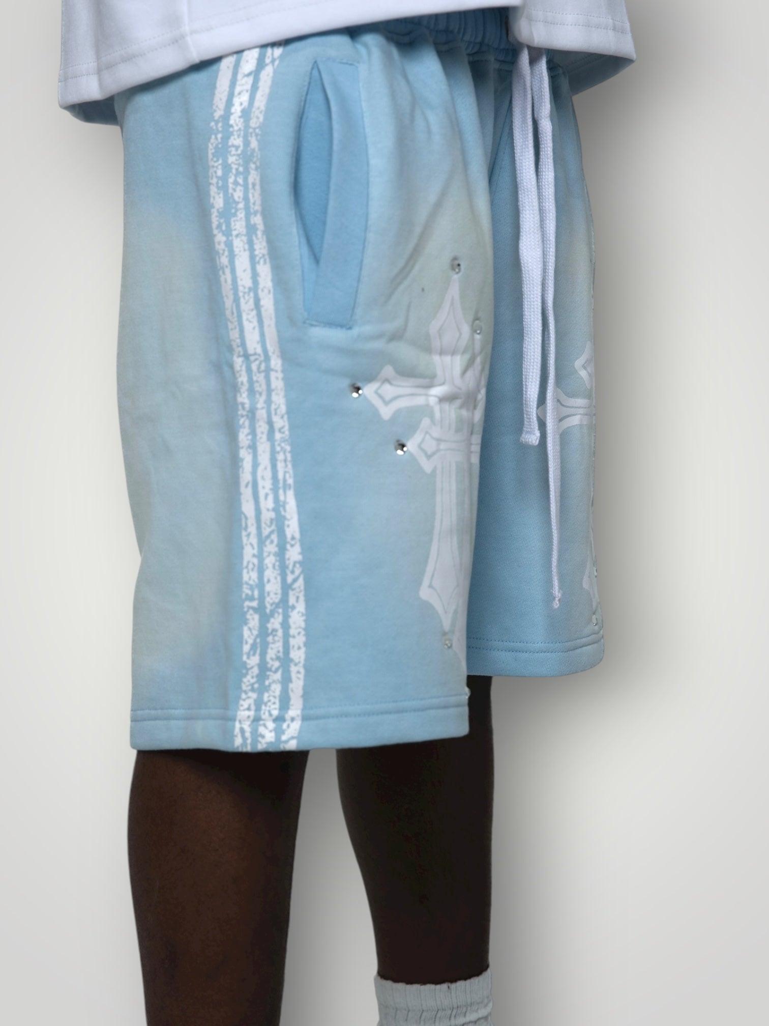 Baby Blue Double Cross Shorts
