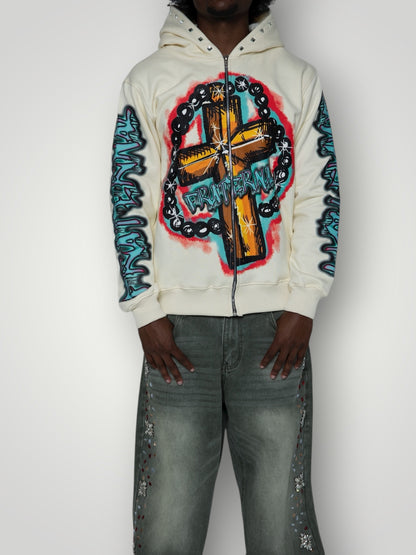 CREAM ROSARY HOODIE