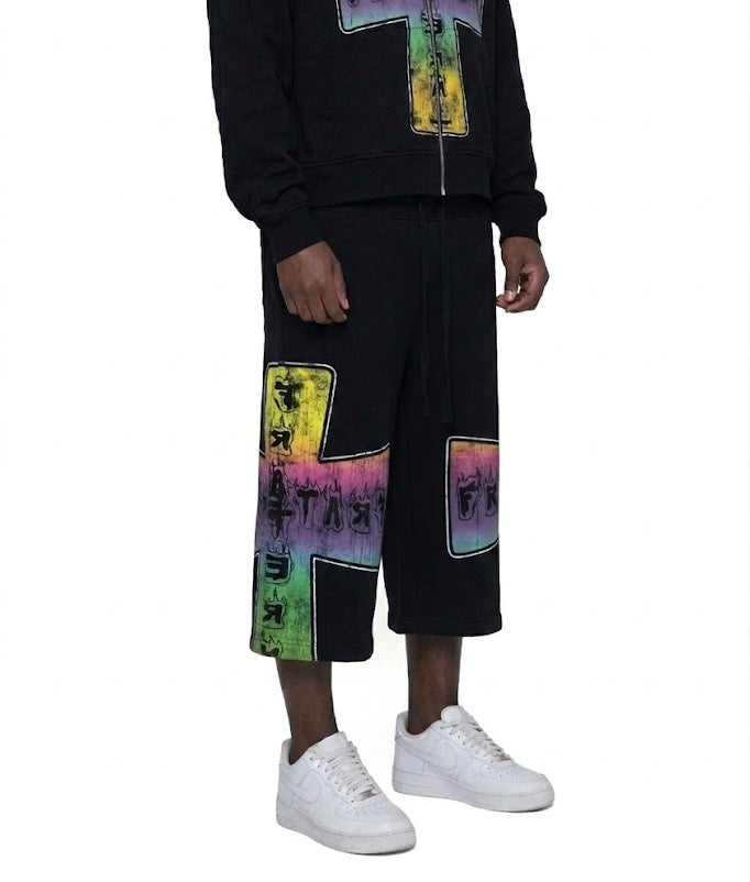 Black Blaze Of Faith 3 Quarter Shorts