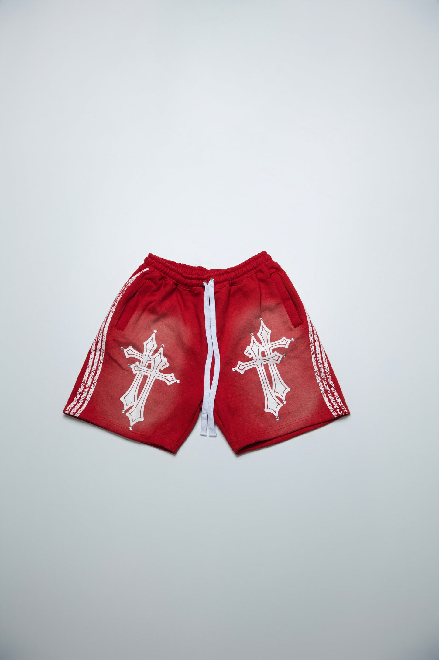 Red Double Cross Shorts