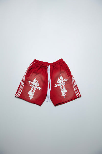 Red Double Cross Shorts