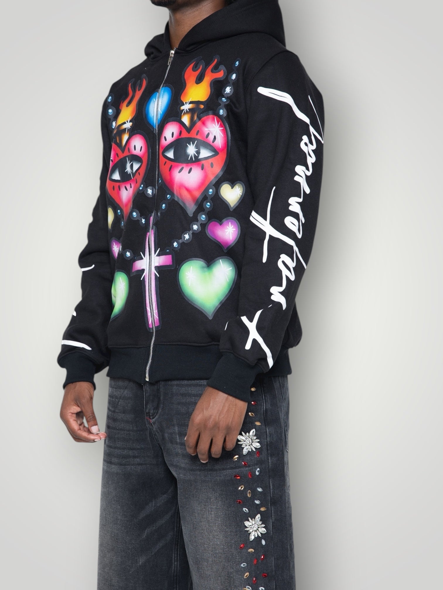 Black Childish Hearts Hoodie