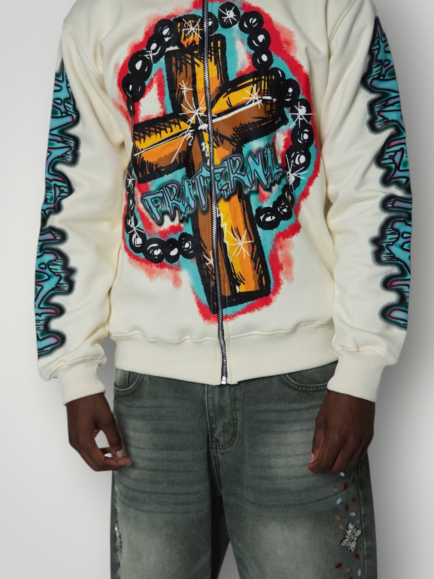CREAM ROSARY HOODIE