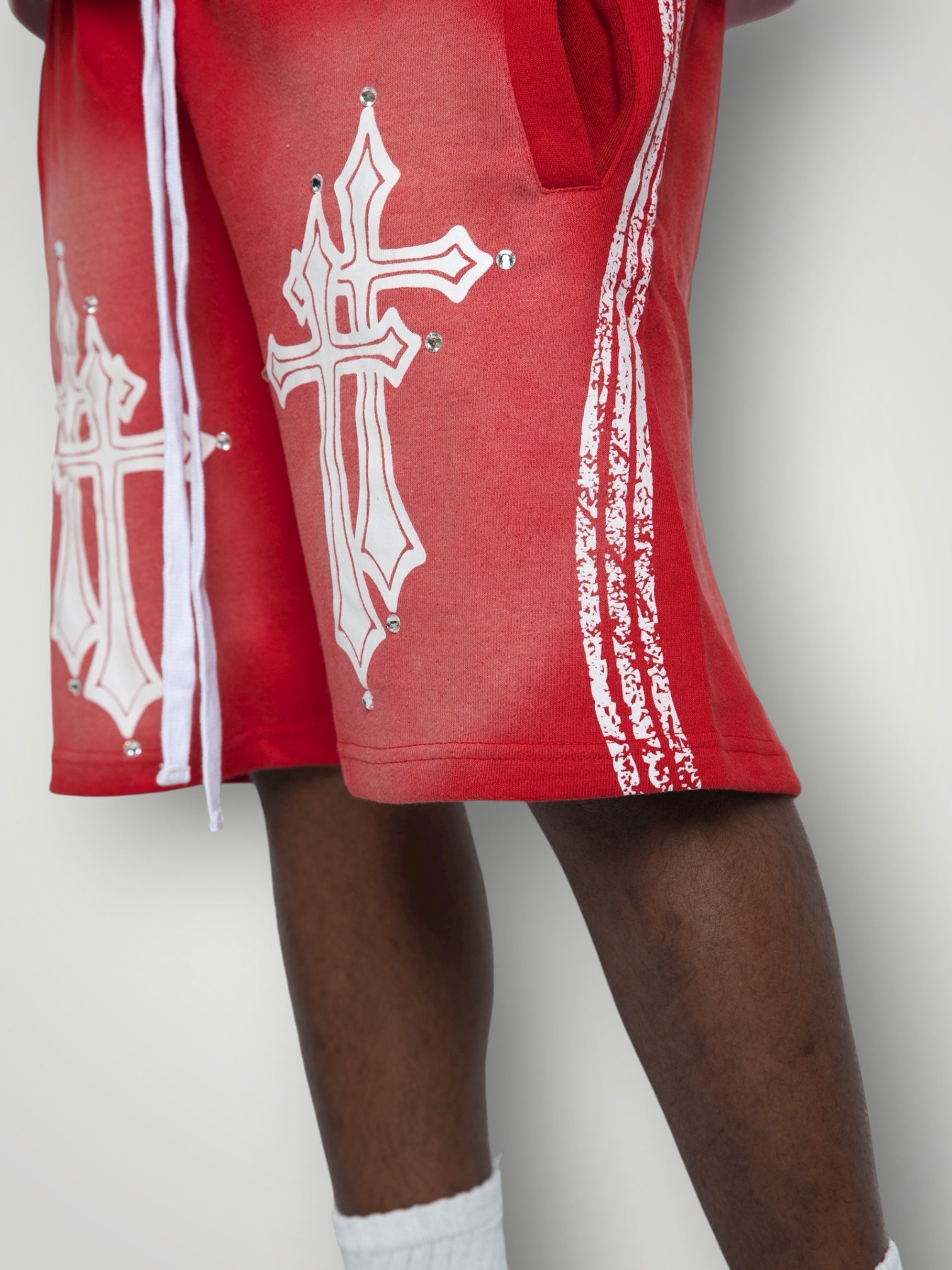 Red Double Cross Shorts