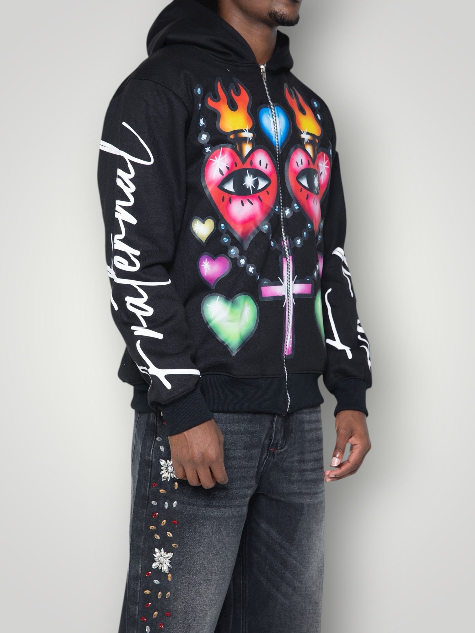 Black Childish Hearts Hoodie
