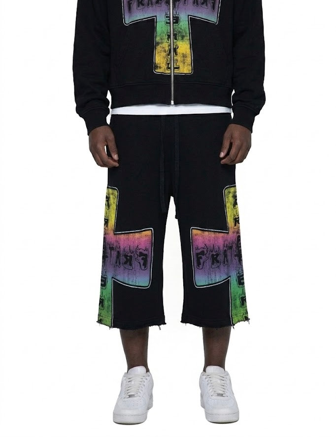 Black Blaze Of Faith 3 Quarter Shorts