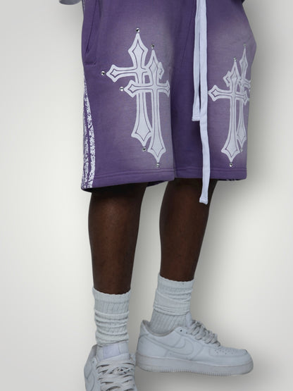 Purple Double Cross Shorts