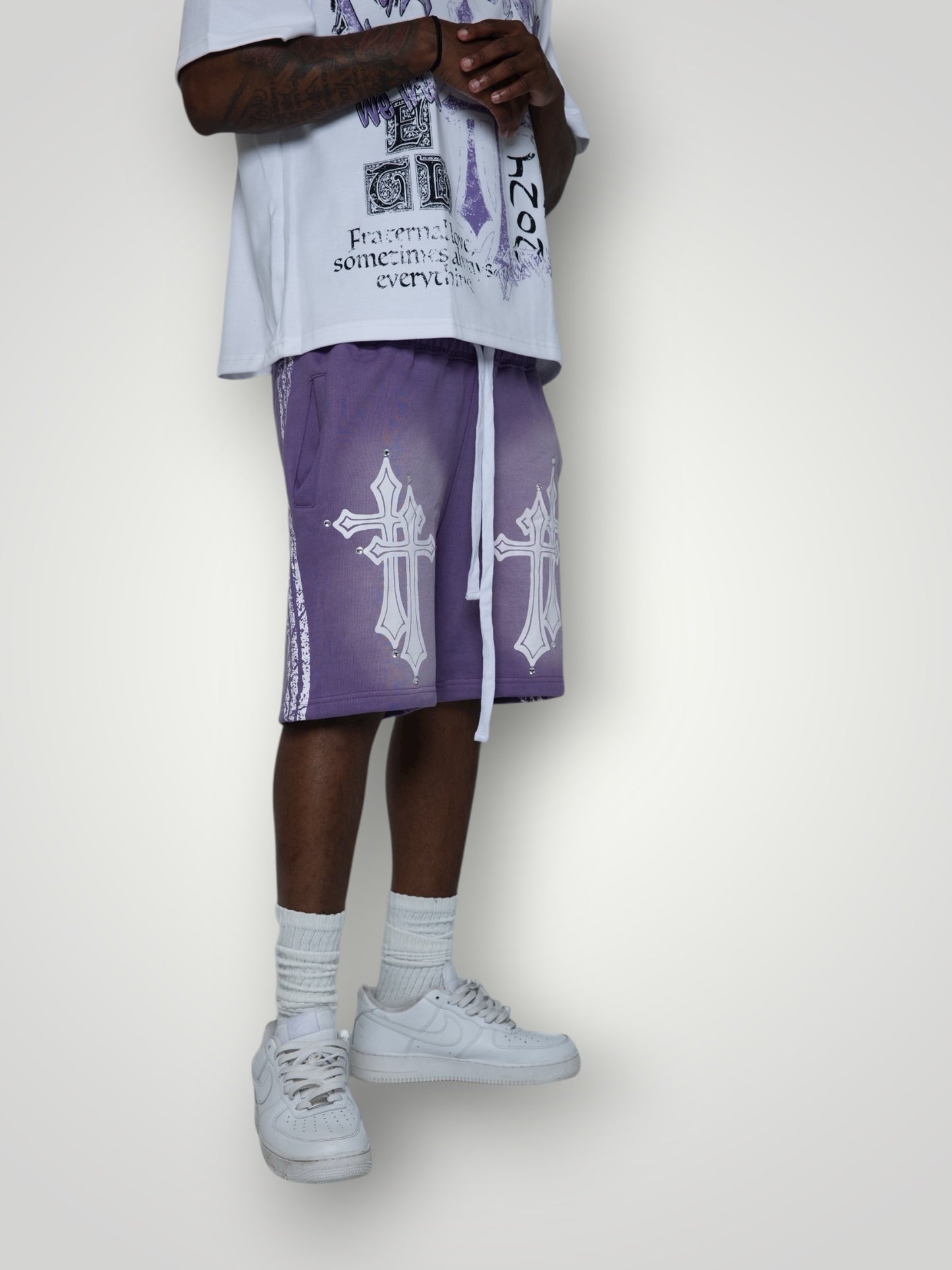 Purple Double Cross Shorts