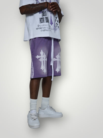 Purple Double Cross Shorts