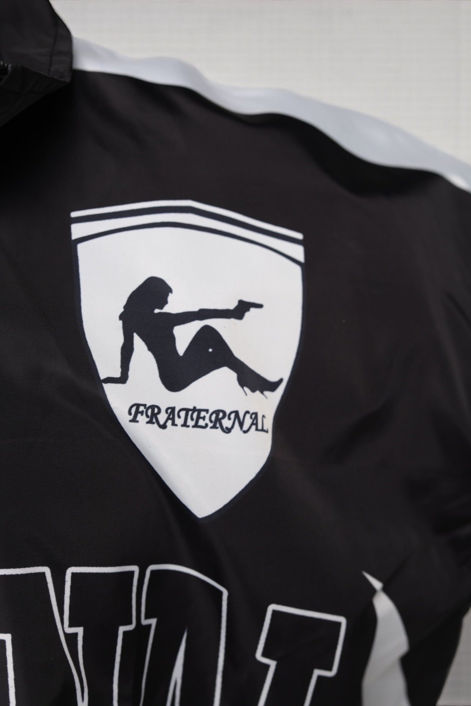 Black/White Quarter Zip Windbreaker Jacket