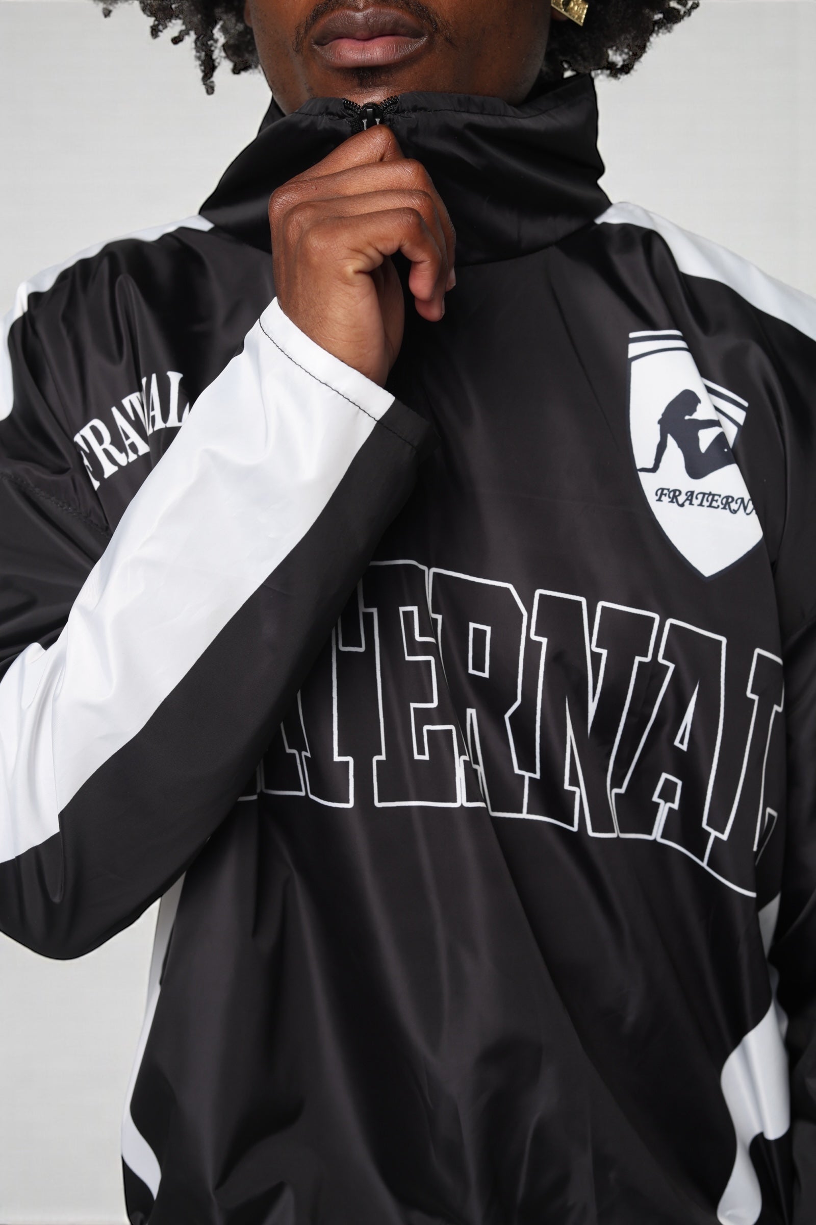 Black/White Quarter Zip Windbreaker Jacket