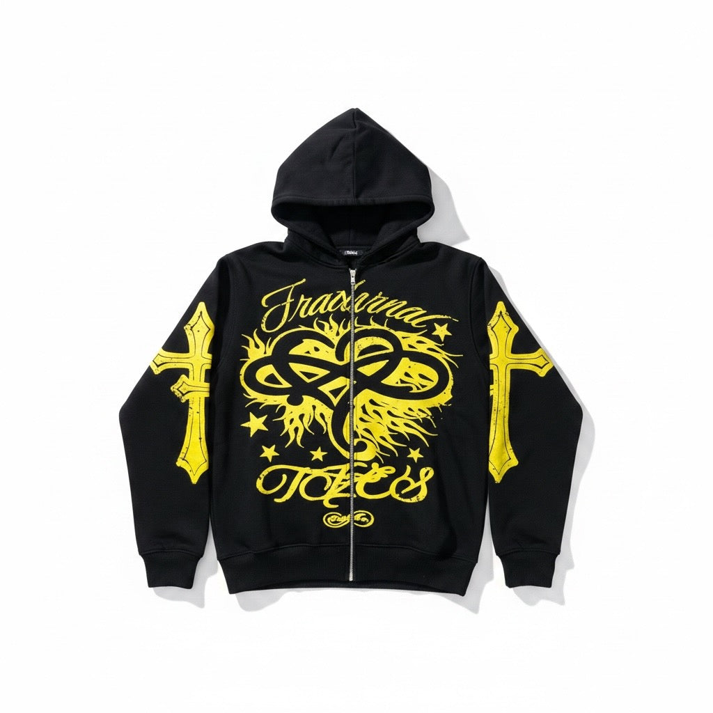 Black/Yellow OG Zip Up Hoodie