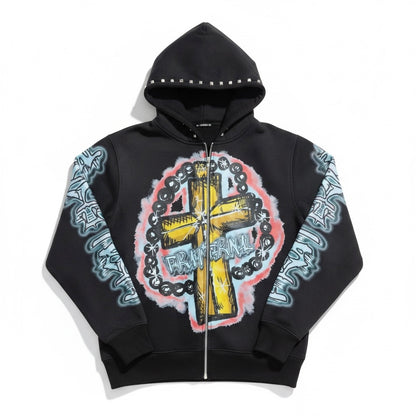 BLACK ROSARY HOODIE