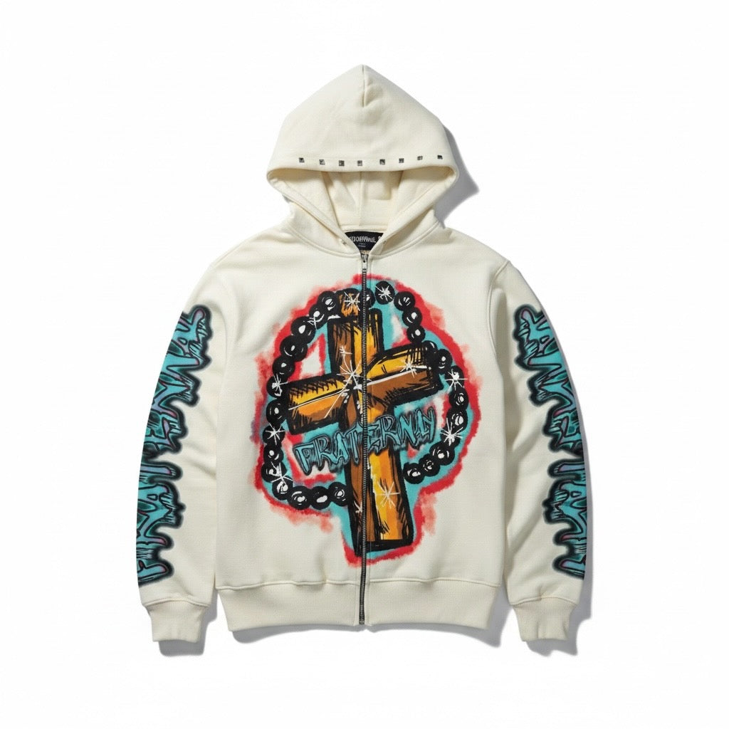 CREAM ROSARY HOODIE