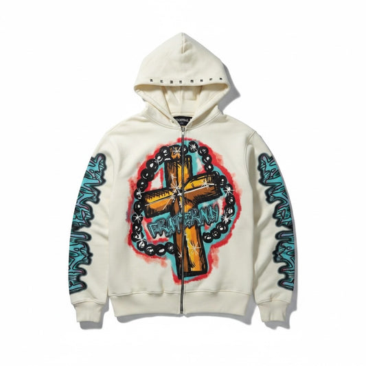 CREAM ROSARY HOODIE