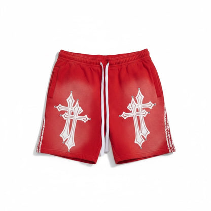 Red Double Cross Shorts