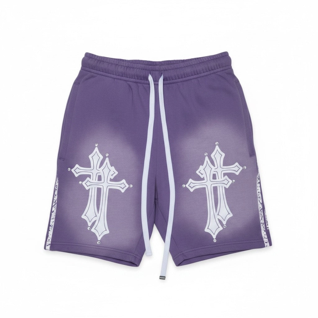 Purple Double Cross Shorts