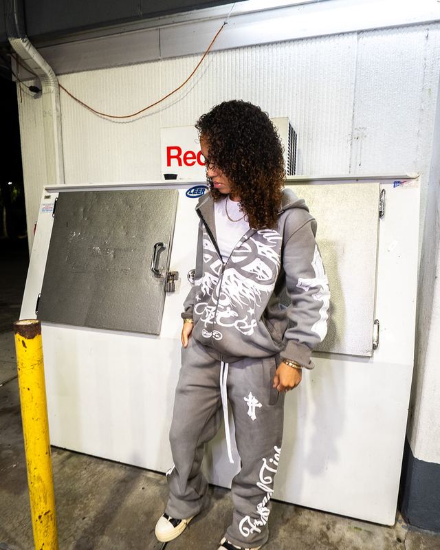 Fraternal OG sweatsuit worn on location