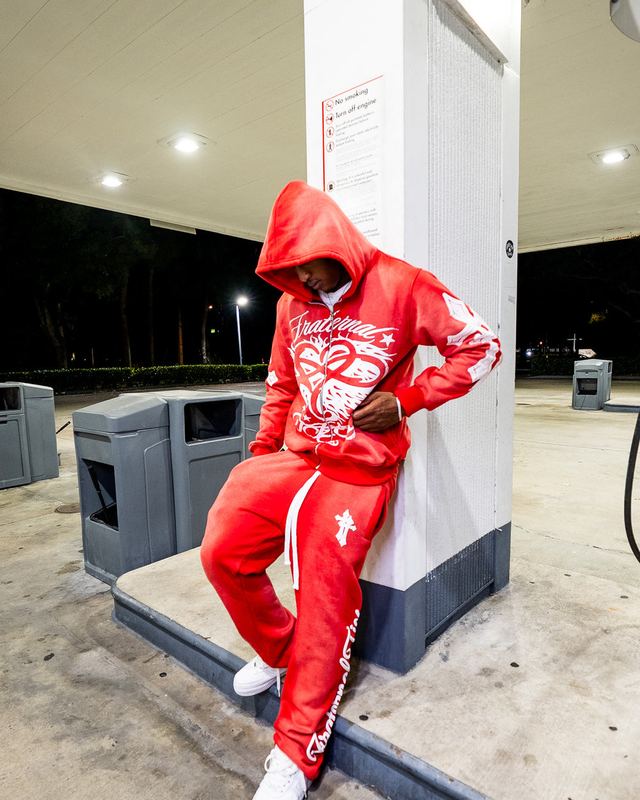 Fraternal OG sweatsuit worn on location