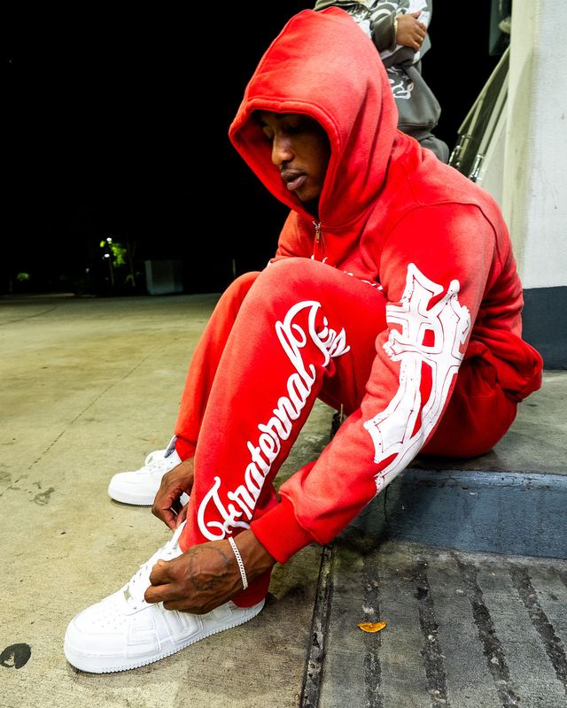 Fraternal OG sweatsuit worn on location